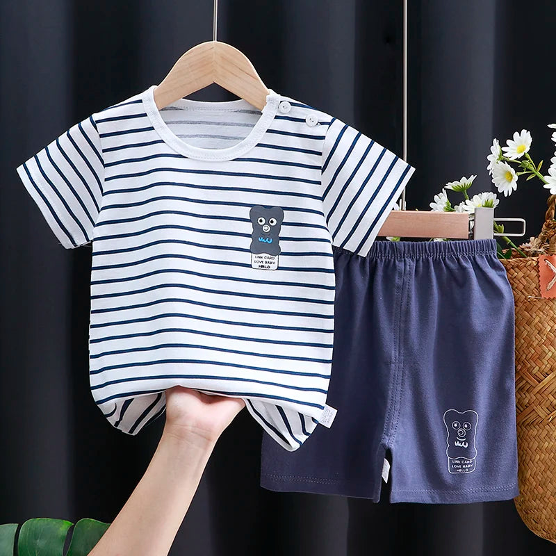 Cartoon Cotton T-Shirt & Shorts Tracksuit Set