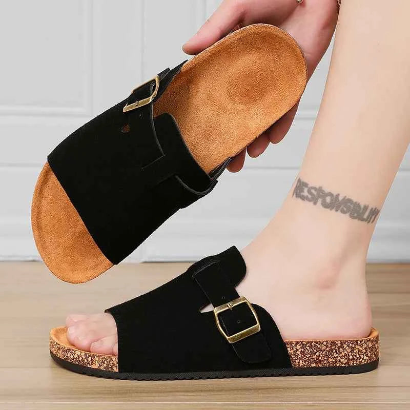 New Hot Sale USA Cork Wedge Sandals for Men Big Size 46 Buckle Design Soft comfort Summer Slipper Beach Walking Shoe Low Price