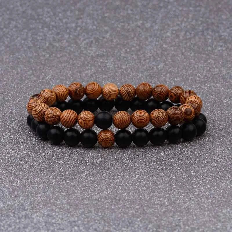 Couples Distance Bracelet Natural Wood Stone White And Black Yin Yang Beaded Bracelets For Men Women Best Friend Valentine's Day