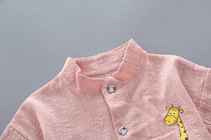 Cartoon Top & Denim Shorts Outfit Set