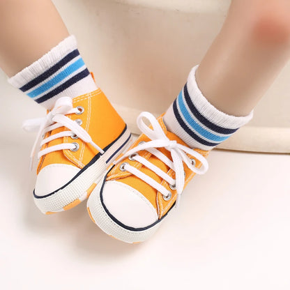 0-18 Months Baby Canvas Classic Sports Shoes Newborn Boys and Girls Printed Star First Walkers Shoes Infant Anti slip Baby Shoes