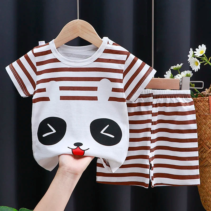 Cartoon Cotton T-Shirt & Shorts Tracksuit Set