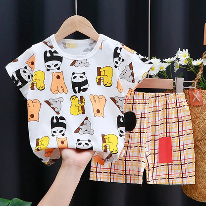 Cartoon Cotton T-Shirt & Shorts Tracksuit Set