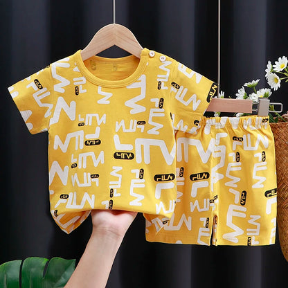 Cartoon Cotton T-Shirt & Shorts Tracksuit Set