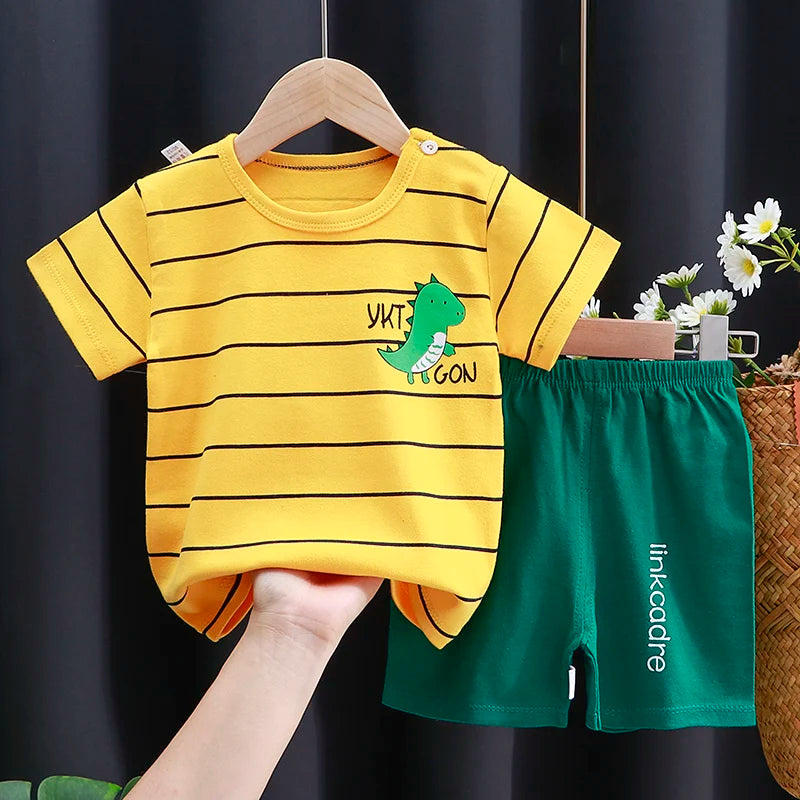Cartoon Cotton T-Shirt & Shorts Tracksuit Set