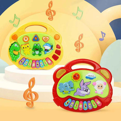 Kids Cartoon Piano Keyboard Game with Animal Sounds Flashing Light Music Baby Instrument Music Toys Educational Toys Kids Gifts