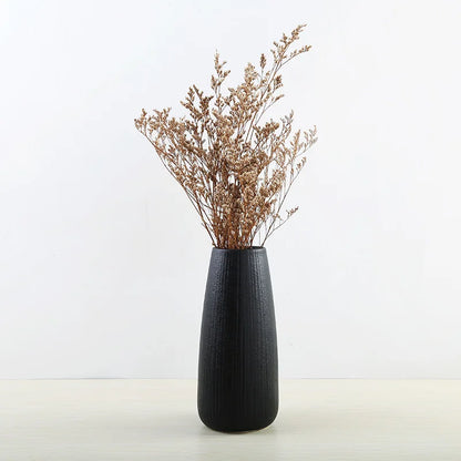 Modern Creative Classic Black Ceramic Vase Retro Vase Container Simple European Handmade Crafts Home Decoration LBS