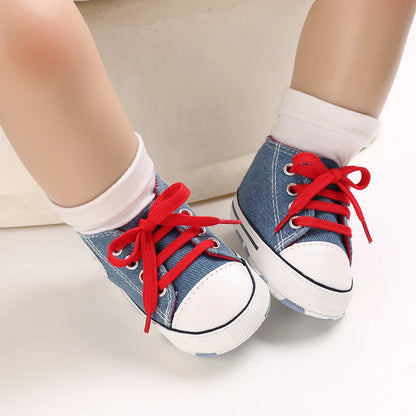 0-18 Months Baby Canvas Classic Sports Shoes Newborn Boys and Girls Printed Star First Walkers Shoes Infant Anti slip Baby Shoes