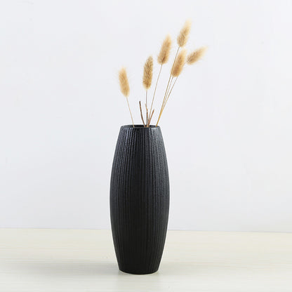 Modern Creative Classic Black Ceramic Vase Retro Vase Container Simple European Handmade Crafts Home Decoration LBS
