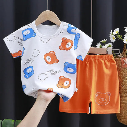 Cartoon Cotton T-Shirt & Shorts Tracksuit Set