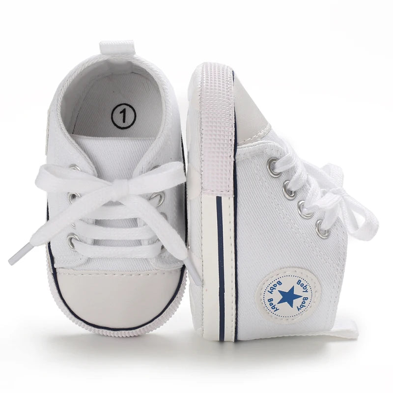 0-18 Months Baby Canvas Classic Sports Shoes Newborn Boys and Girls Printed Star First Walkers Shoes Infant Anti slip Baby Shoes