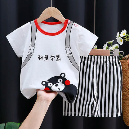 Cartoon Cotton T-Shirt & Shorts Tracksuit Set