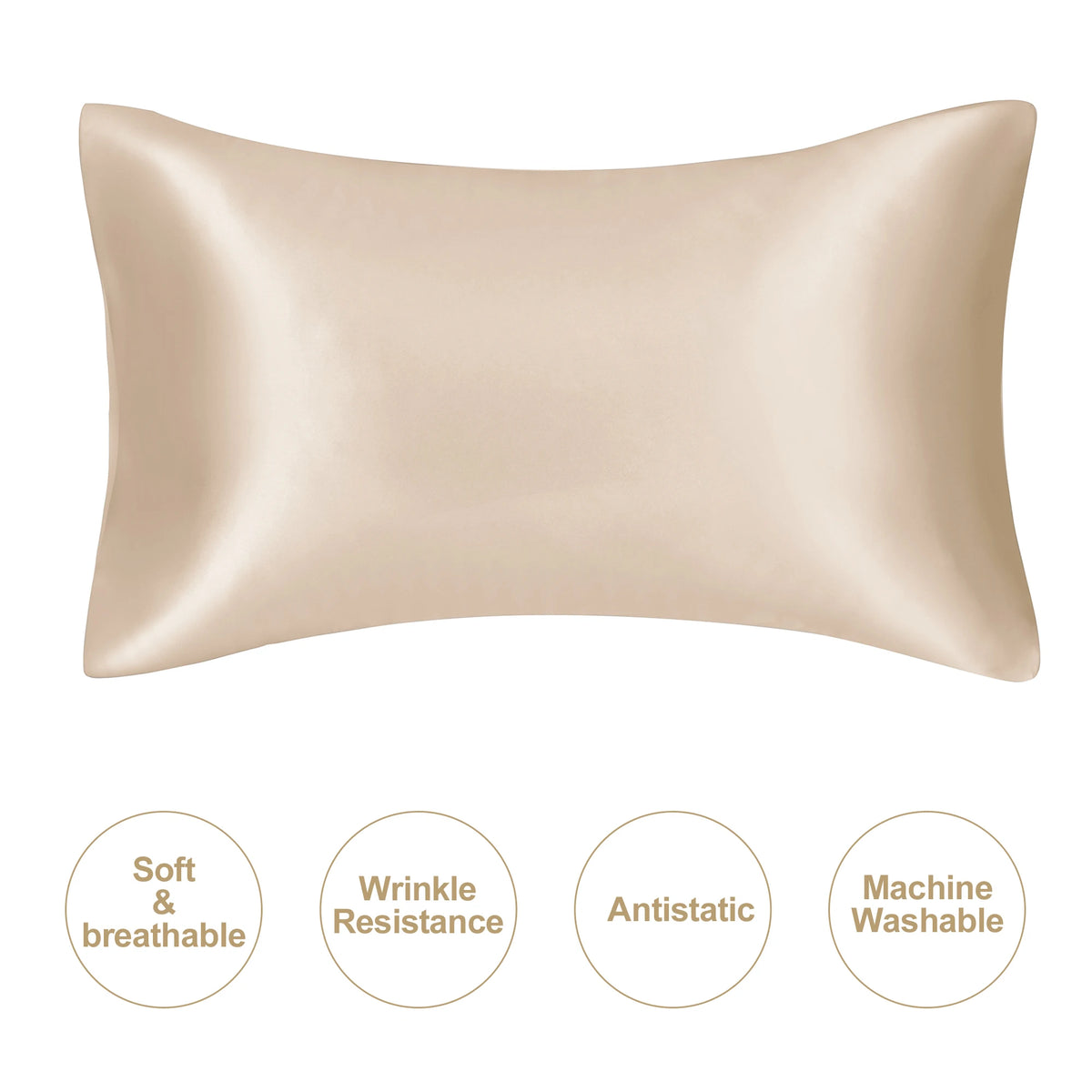 JuwenSilk Mulberry Silk Pillowcase, White, Standard