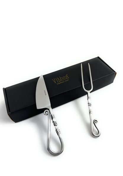 Designer Stainless Steel Carving Knife & Fork Set of 2