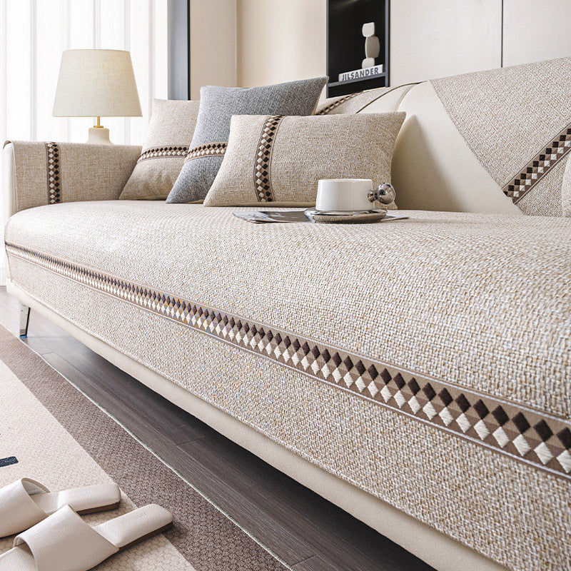 Cotton And Linen Sofa Cushion Four Seasons Universal Non-slip Sofa Cover Light Luxury - DropOnline.co