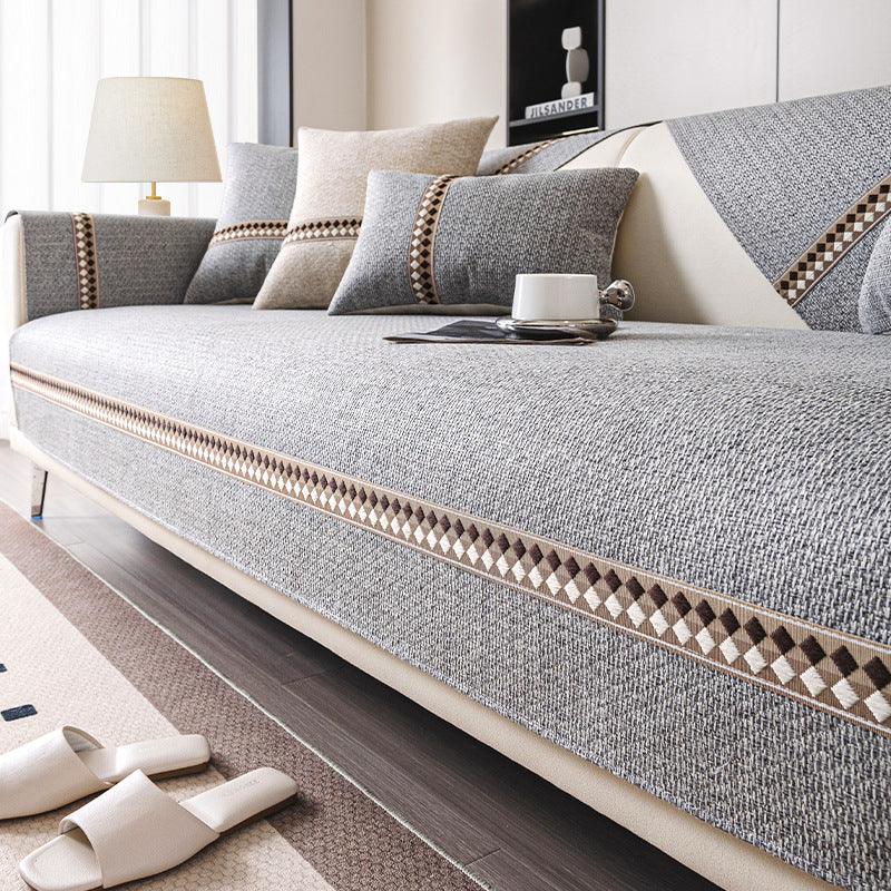 Cotton And Linen Sofa Cushion Four Seasons Universal Non-slip Sofa Cover Light Luxury - DropOnline.co