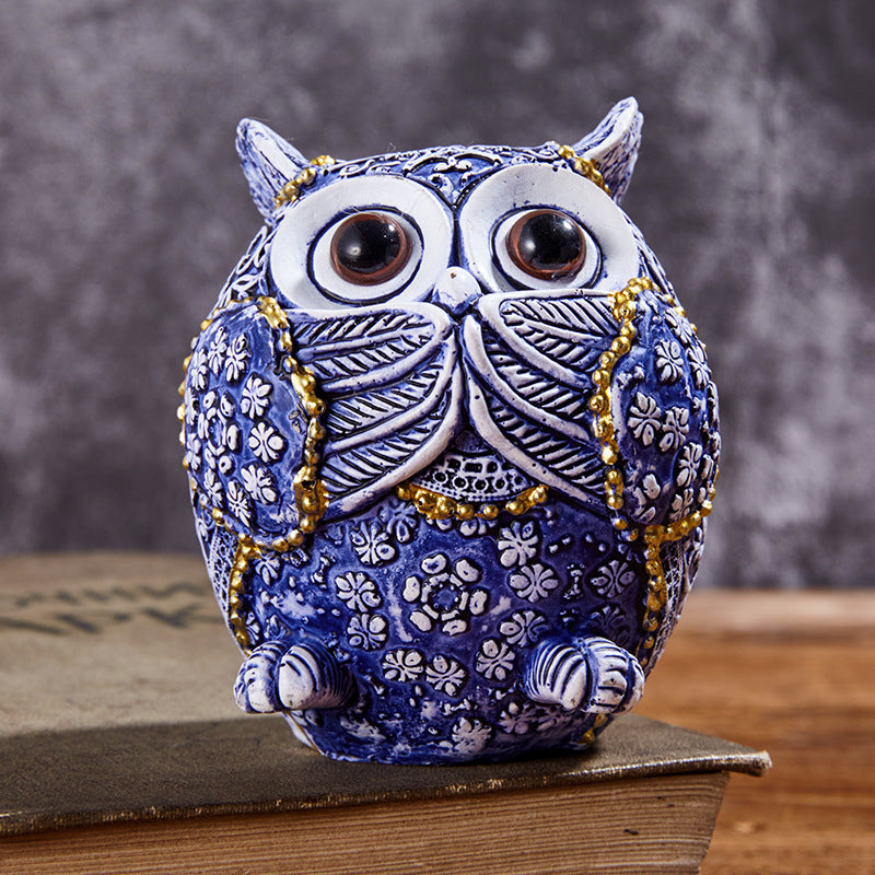Blue And White Owl Home Creative Small Ornaments - DropOnline.co