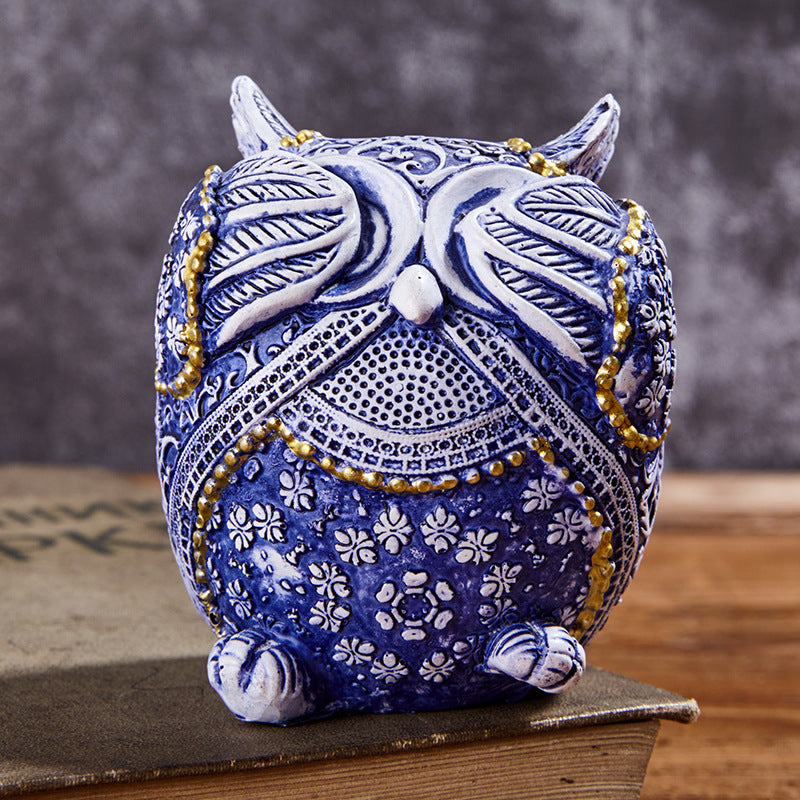 Blue And White Owl Home Creative Small Ornaments - DropOnline.co