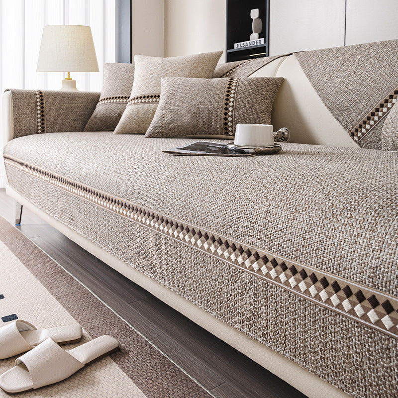 Cotton And Linen Sofa Cushion Four Seasons Universal Non-slip Sofa Cover Light Luxury - DropOnline.co