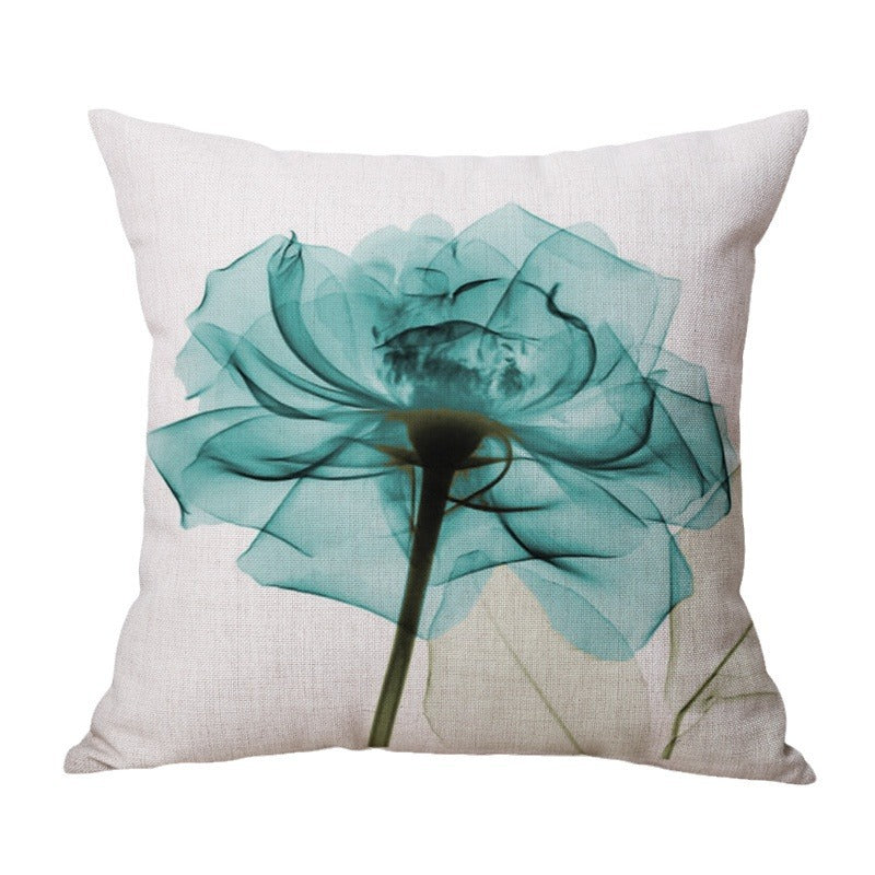 Blue Tulip Linen Pillow Cover Car Home Sofa Cushion - DropOnline.co