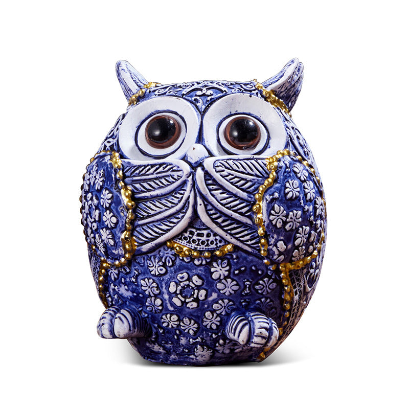 Blue And White Owl Home Creative Small Ornaments - DropOnline.co