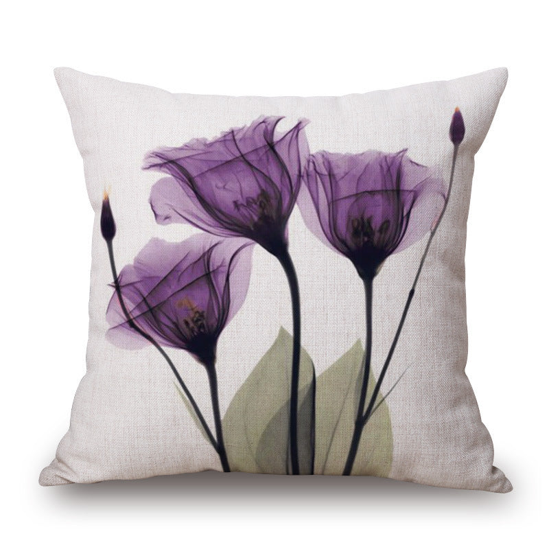 Blue Tulip Linen Pillow Cover Car Home Sofa Cushion - DropOnline.co