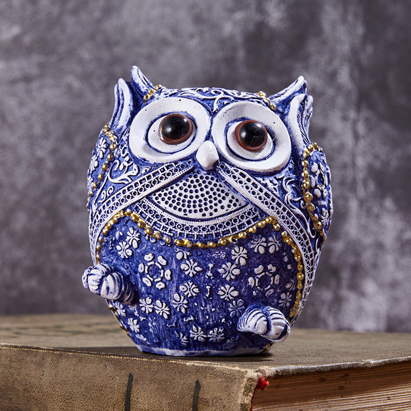 Blue And White Owl Home Creative Small Ornaments - DropOnline.co