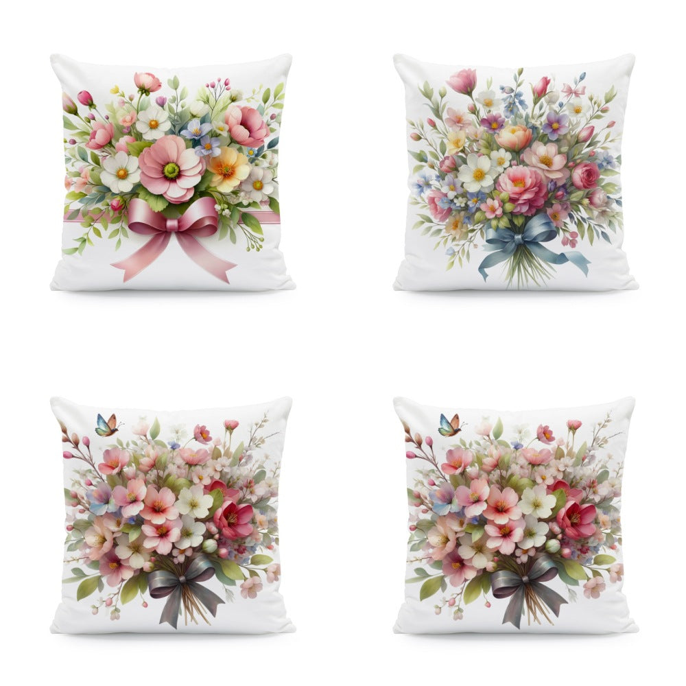 Ink-painting Plum Blossom Yellow Flower Sofa Cushion Cover Without Pillow Core - DropOnline.co