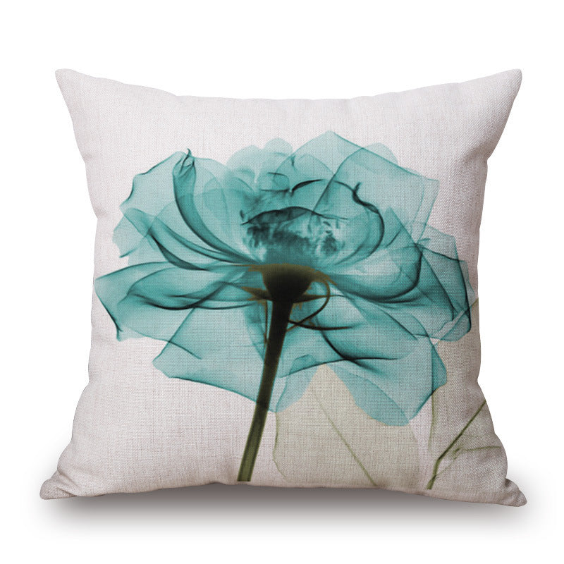 Blue Tulip Linen Pillow Cover Car Home Sofa Cushion - DropOnline.co