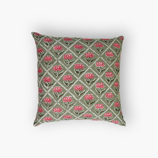 Housse de coussin Noor - Olive et rose