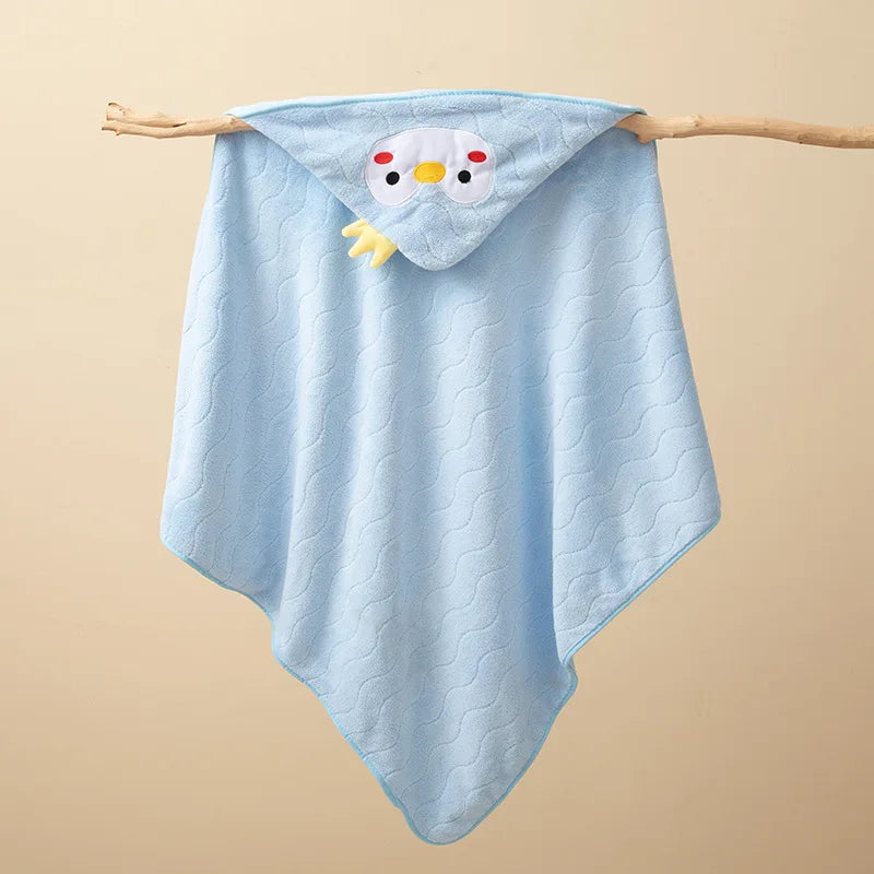 Gray Hooded Coral Fleece Bath Towel Blanket