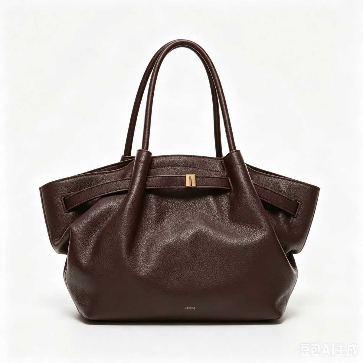 Minimalist Pebbled Leather Trapeze Tote, Top Handle