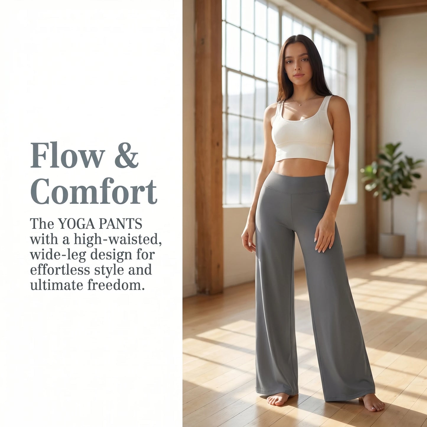 Women’s High Waist Wide Leg Yoga Pants — Tummy Control Flare Leggings