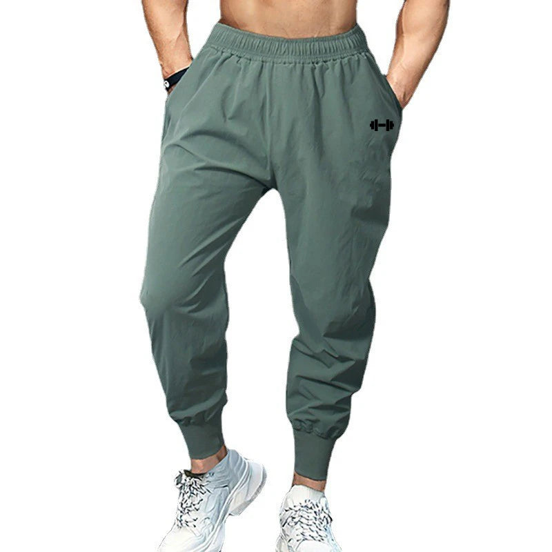 Gym Bodybuilding Fitness Sport Pants Men Casual Training Trousers Elastic Waist Ultra-thin Quick Dry High Waist Loose Long Pants