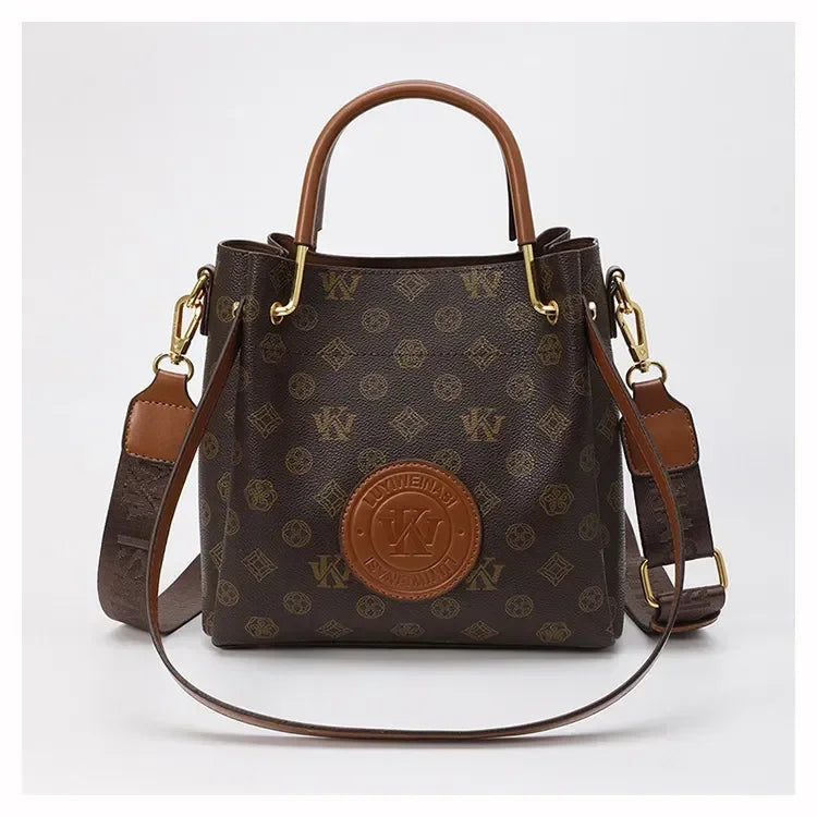 Beige Printed Commuter Tote, Large Capacity