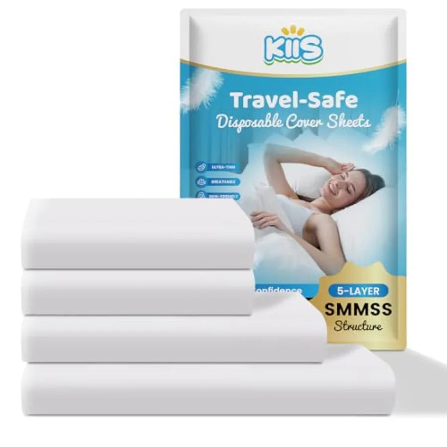 Travel-Safe Disposable Cover Sheets for Travel, Disposable Bed Sheet, Disposable Duvet/Comforter Cover, Disposable Pillowcases,