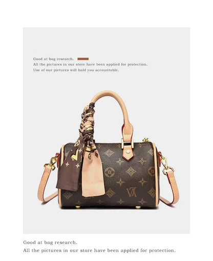 Retro Letter-Print Boston Bag, Trendy Shoulder Bag