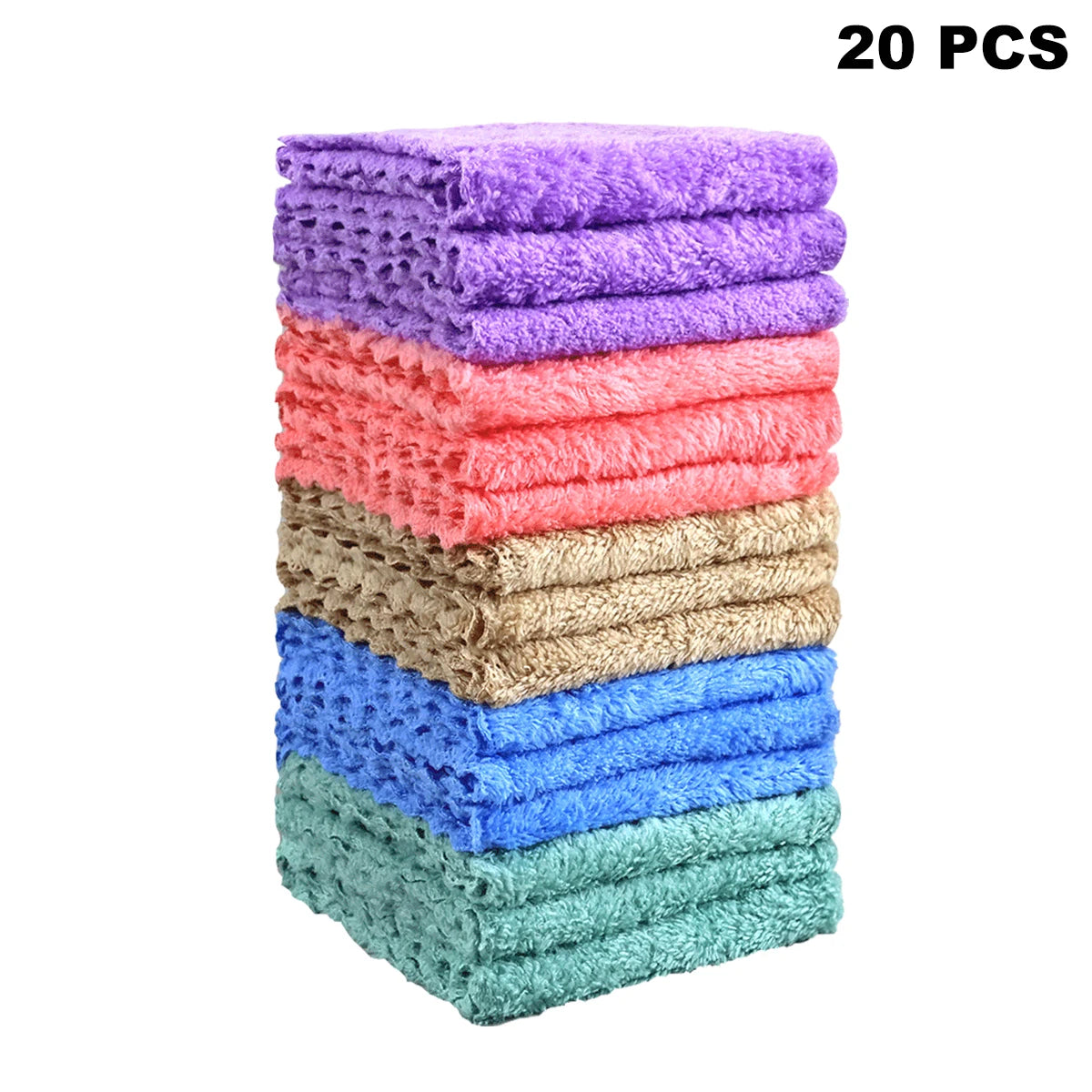 20-Piece Soft Absorbent Washcloths — Quick-Drying Square Towels