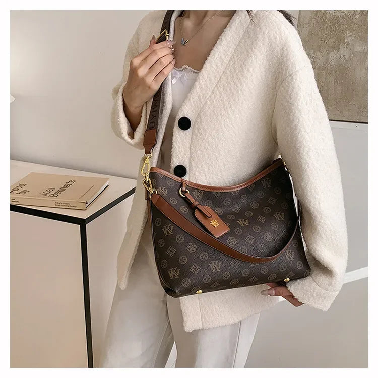 Beige Printed Commuter Tote, Large Capacity