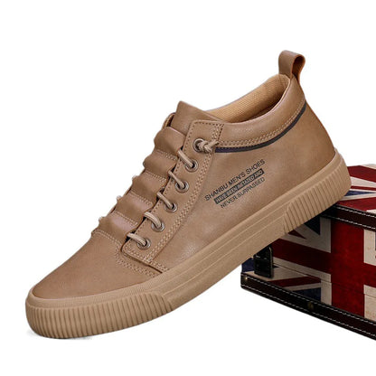 Spring New Men's Leather Shoes with Soft Sole and Anti Slip Casual Board Shoes Driving Shoes
