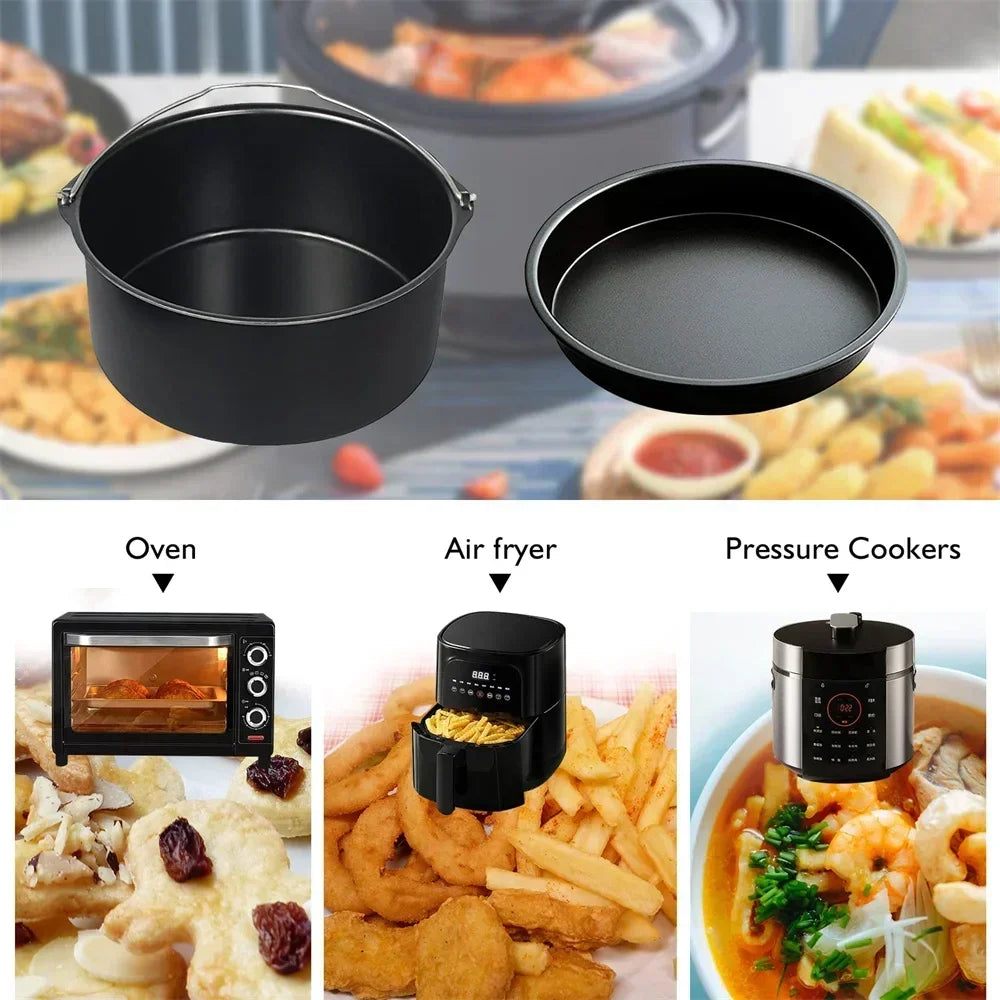 6/7/8 Inch Round Cake Mold, Non-Stick Baking Pan with Handles, Air Fryer & Oven Safe Bakeware for Pizza, Cakes & Desserts