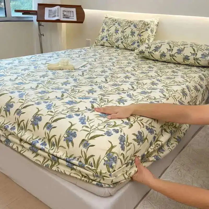 Floral Print Fitted Sheet, Elastic Edge, Queen/King