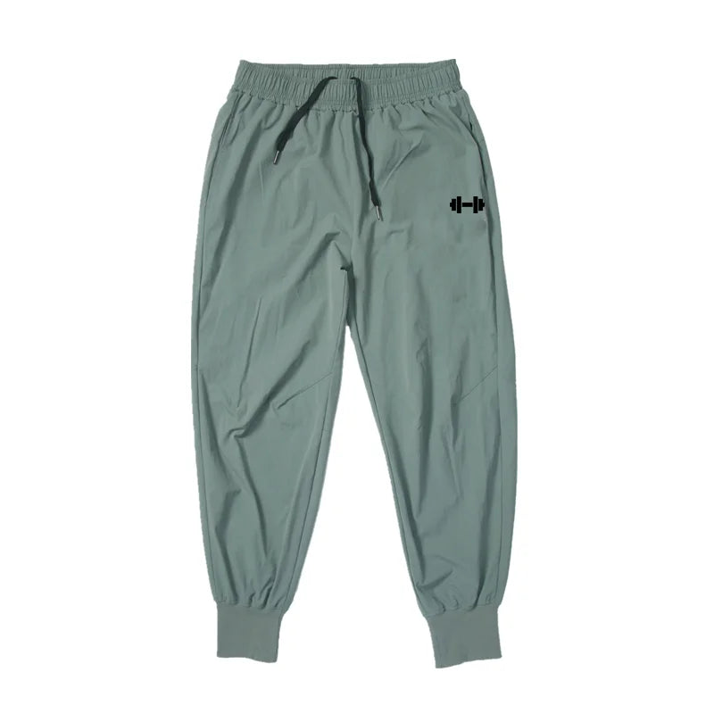 Gym Bodybuilding Fitness Sport Pants Men Casual Training Trousers Elastic Waist Ultra-thin Quick Dry High Waist Loose Long Pants
