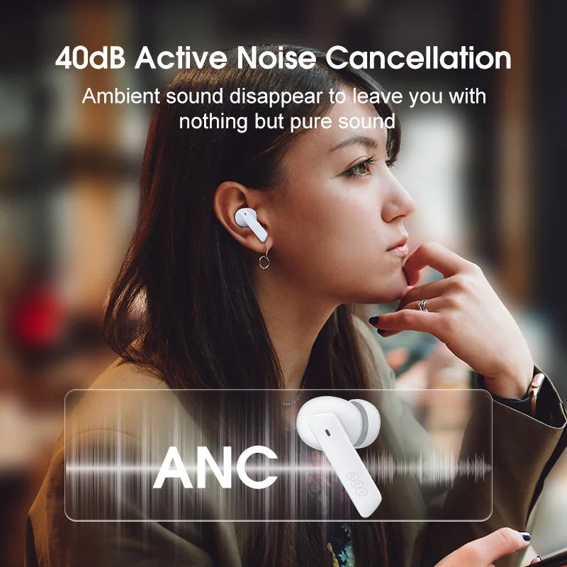 QCY HT05 MeloBuds ANC Earbuds – 40dB ANC, Transparency Mode, 6-Mic, 30H Playtime