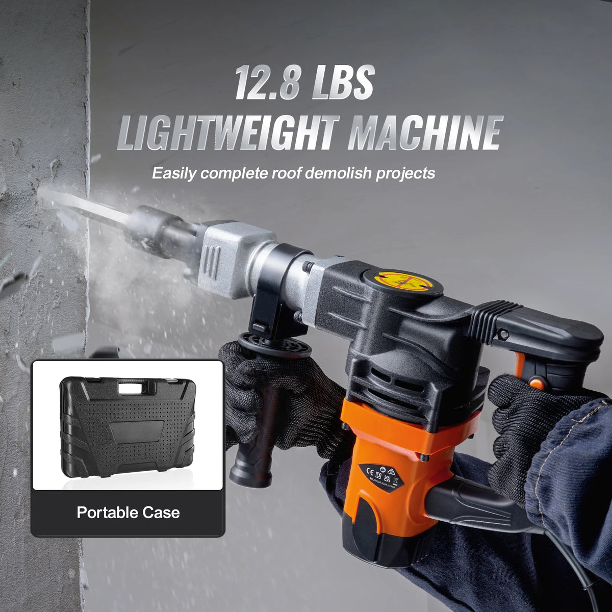 Jack Hammer Electric Jackhammer Heavy Duty 2900 BPM Concrete Breaker 2pcs Chisels Bits Chipping