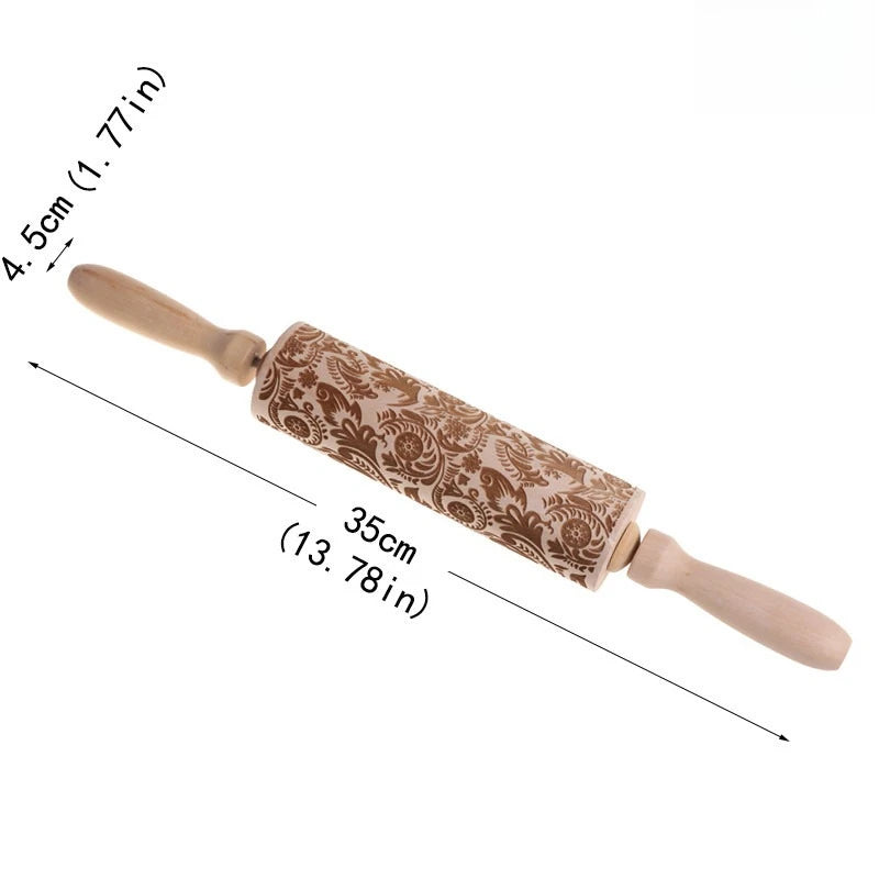 1PC Embossing Engraved Rolling Pin Baking Tool Cookie Fondant Cake Dough Roller Patterned Rolling Pin Kitchen Accessories