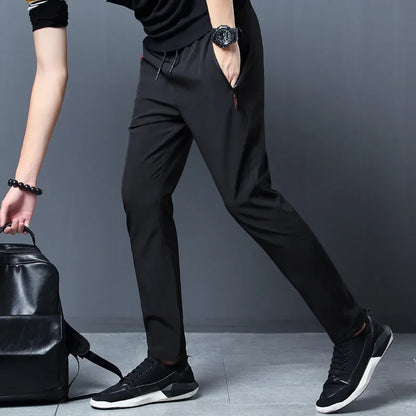 Men's Stretch Slim Fit Elastic Waist Jogger Pants — Korean Classic Casual Trousers