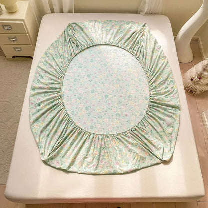 Green Floral Fitted Bed Sheet | Single, Queen, King