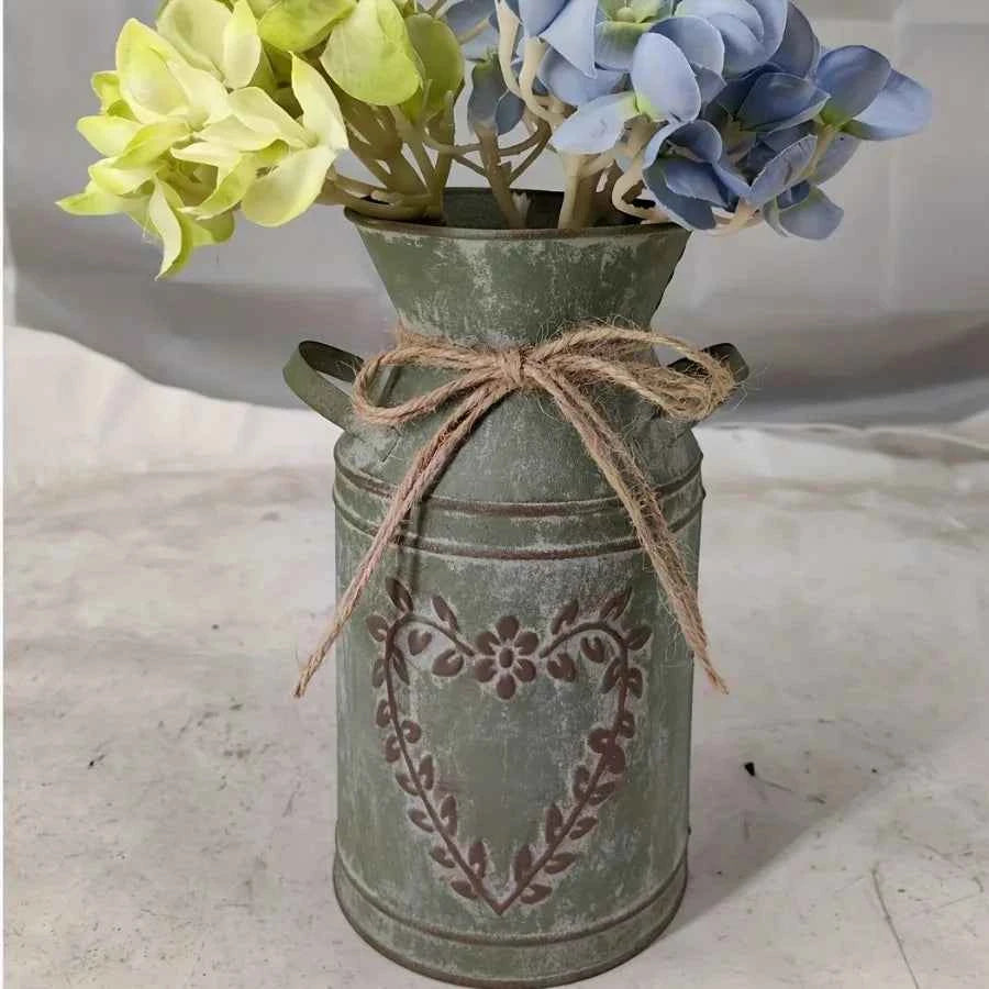 Retro metal and simple decorative vases, coarse-leaf milk kettles for flower arrangement, garden flowerpots and flower buckets