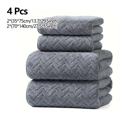4/6 Pcs Towel Set - Soft Hand Towel Absorbent Bath towel Set 2 Size